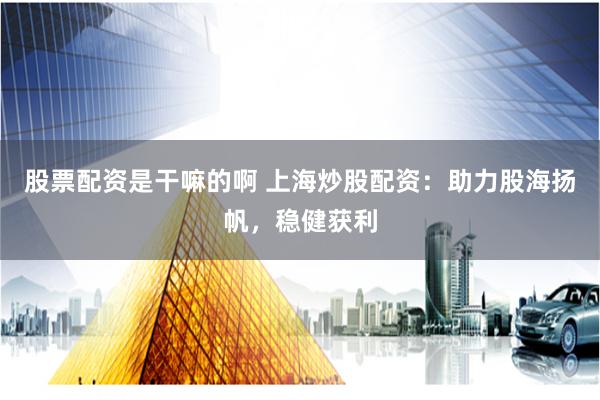 股票配资是干嘛的啊 上海炒股配资：助力股海扬帆，稳健获利