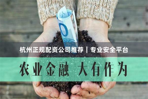 杭州正规配资公司推荐｜专业安全平台